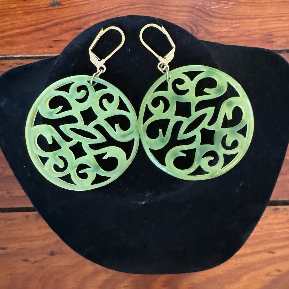 🧩 2/$20 Jade Color Cutout Earrings